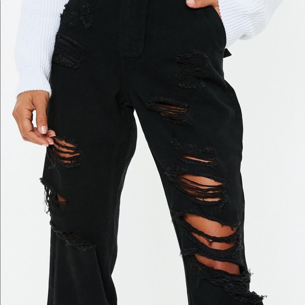 Black ripped jean joggers, never worn